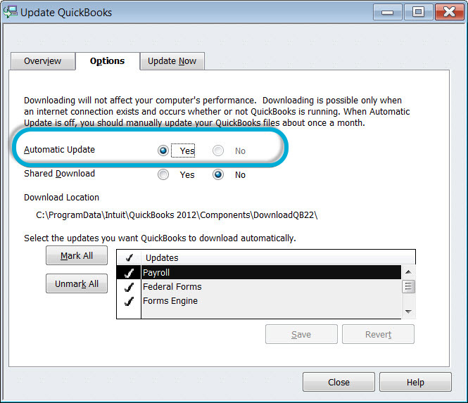 Update QuickBooks automatically